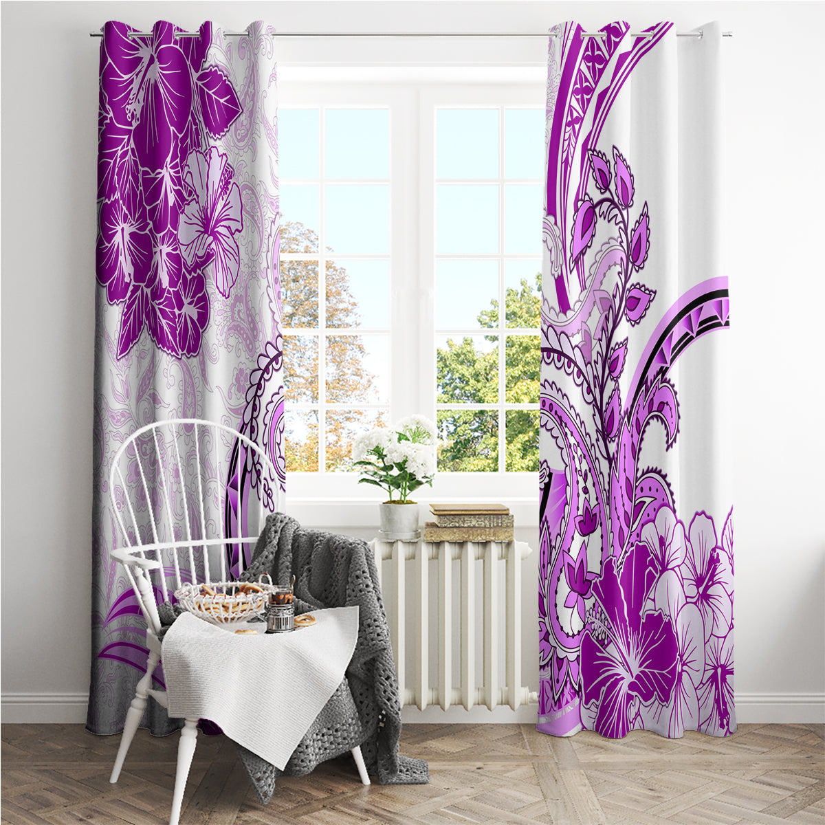 Polynesia Paisley Window Curtain Mix Pink Polynesian Pattern LT05 - Polynesian Pride