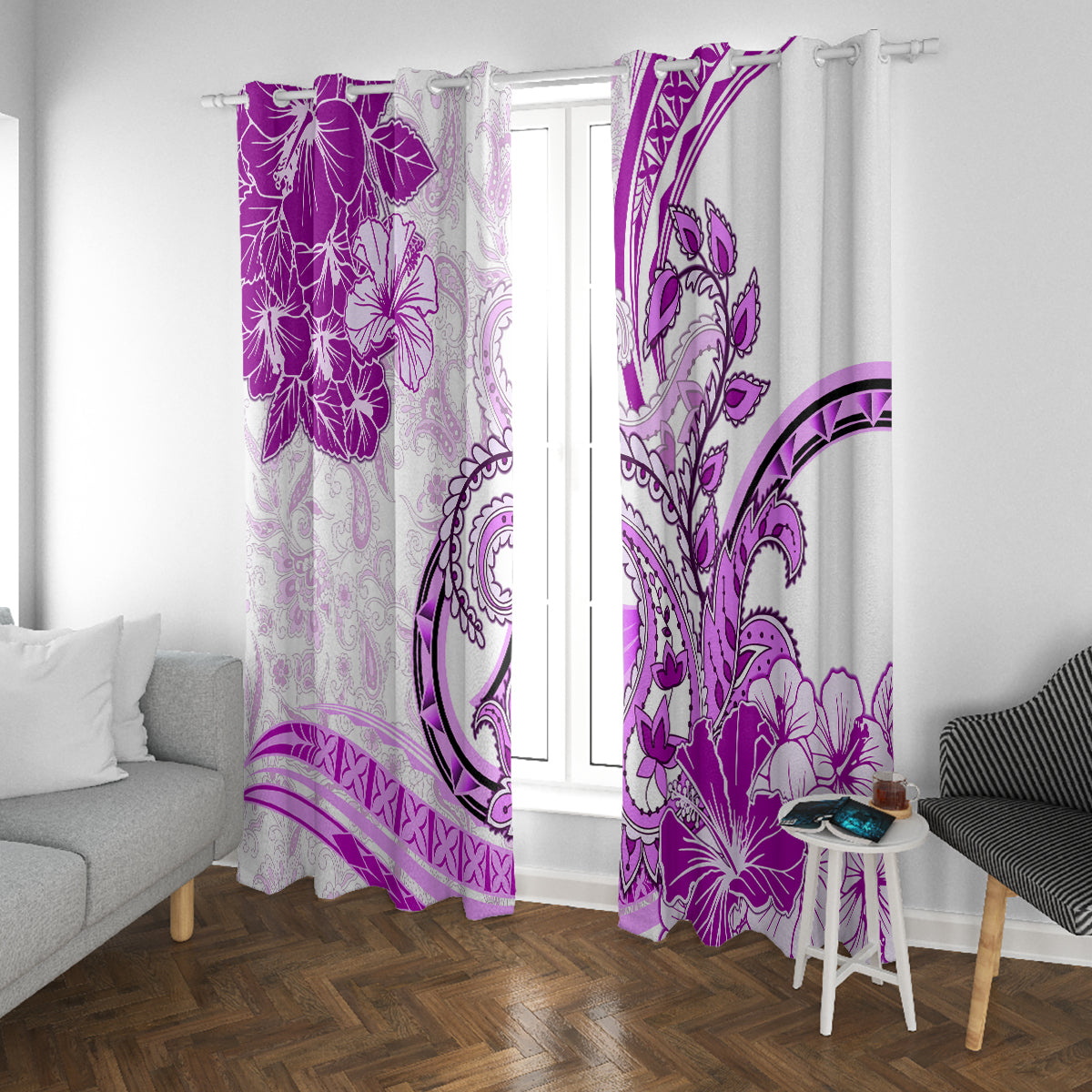 Polynesia Paisley Window Curtain Mix Pink Polynesian Pattern LT05 With Grommets Pink - Polynesian Pride