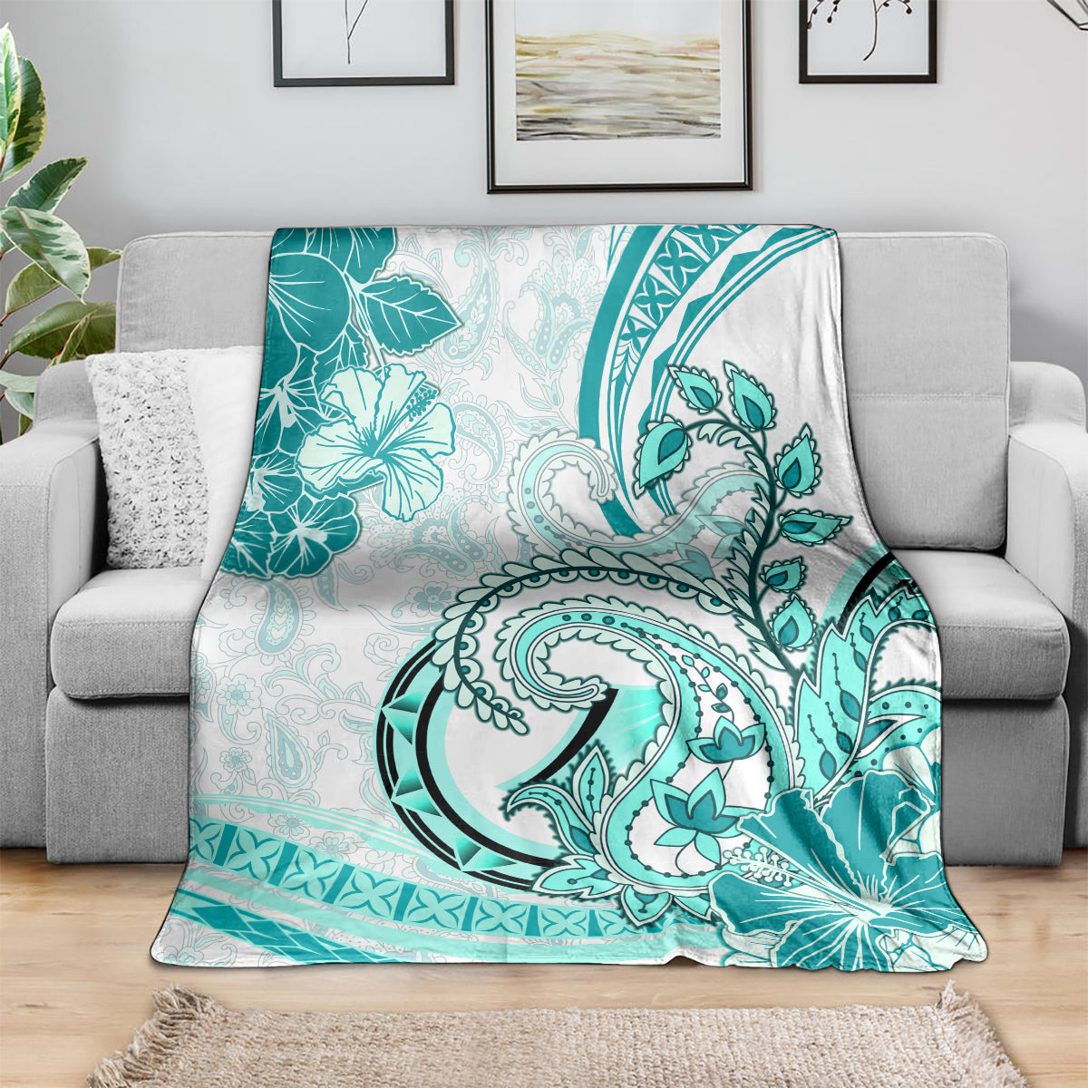 Polynesia Paisley Blanket Mix Teal Polynesian Pattern LT05 - Polynesian Pride