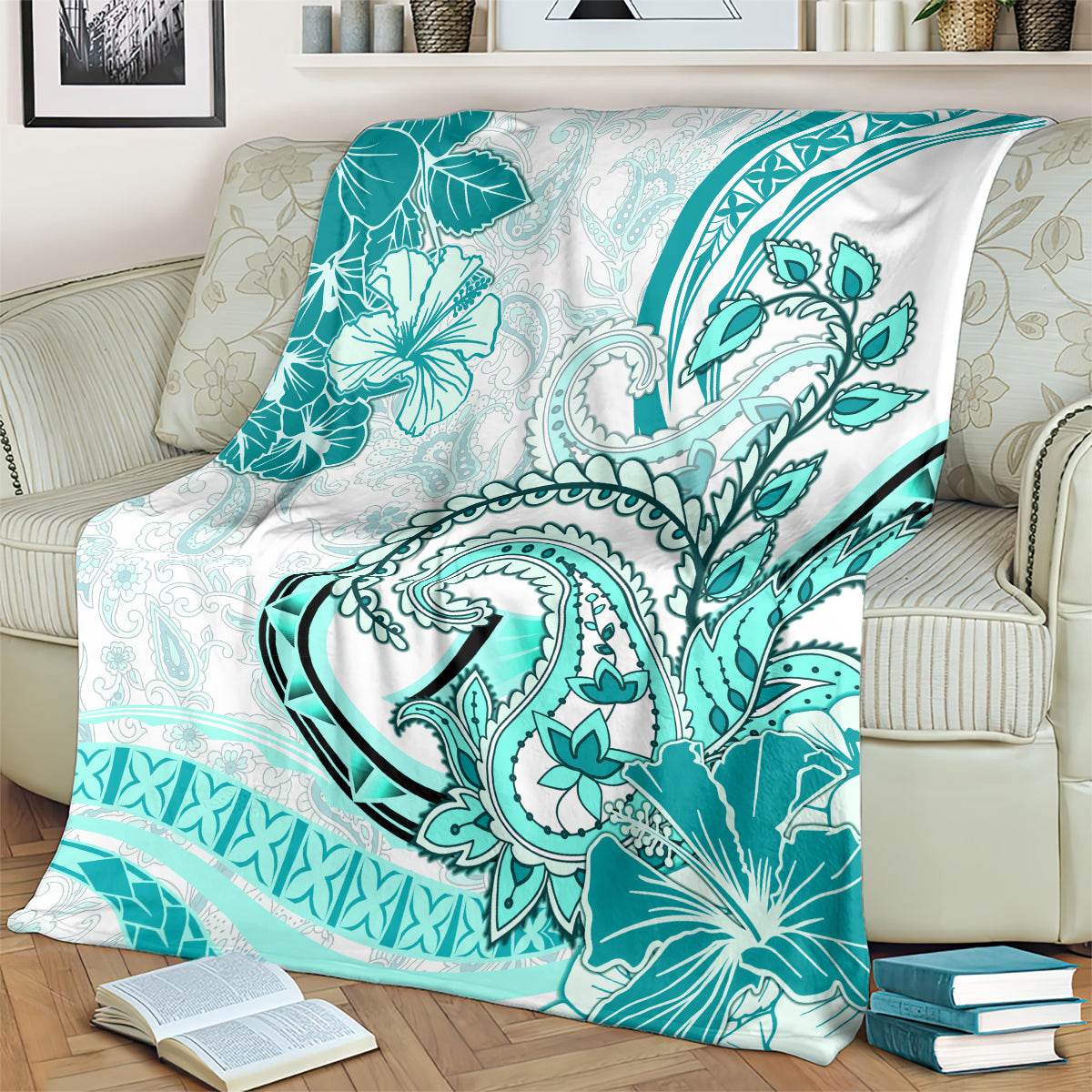 Polynesia Paisley Blanket Mix Teal Polynesian Pattern LT05 - Polynesian Pride