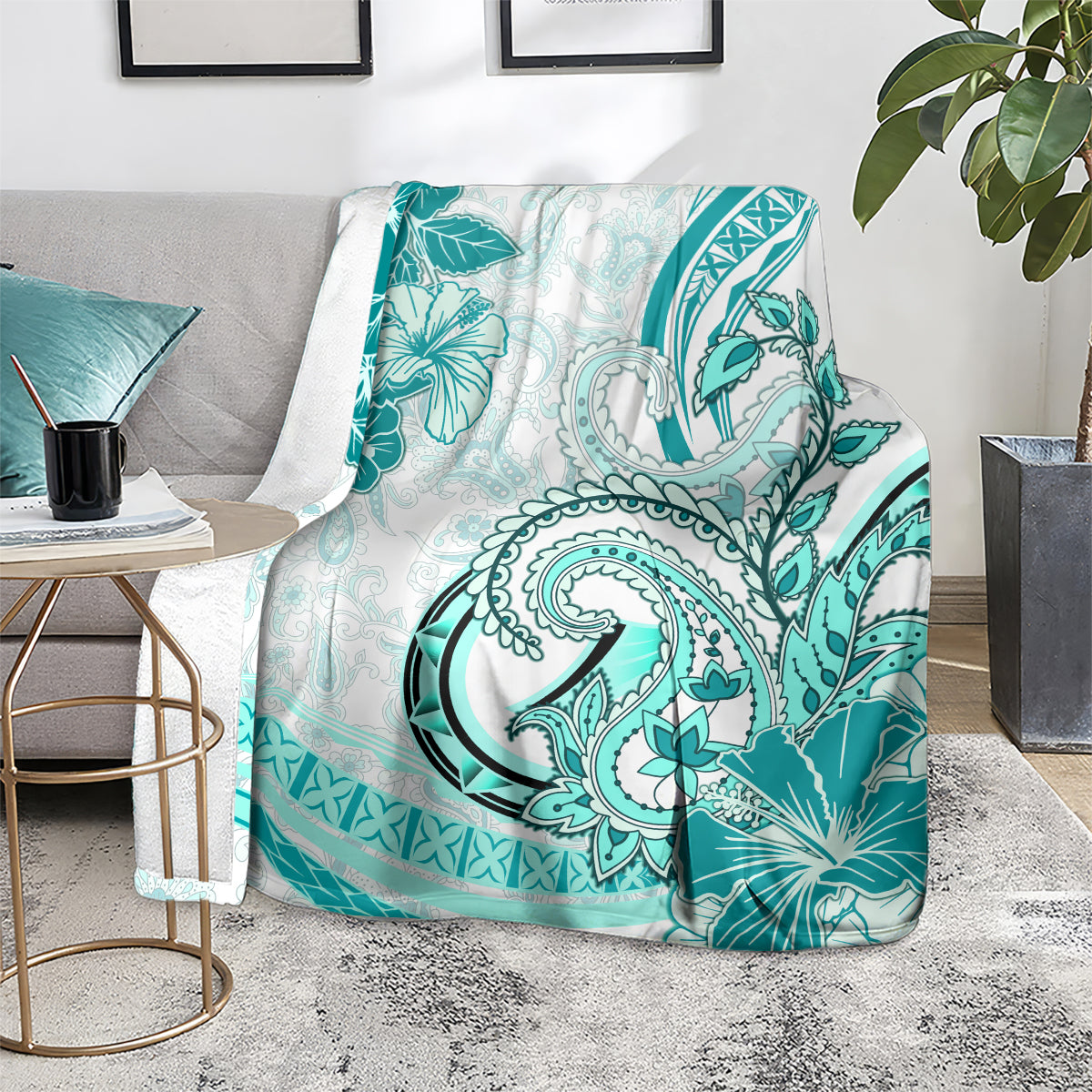 Polynesia Paisley Blanket Mix Teal Polynesian Pattern LT05 - Polynesian Pride