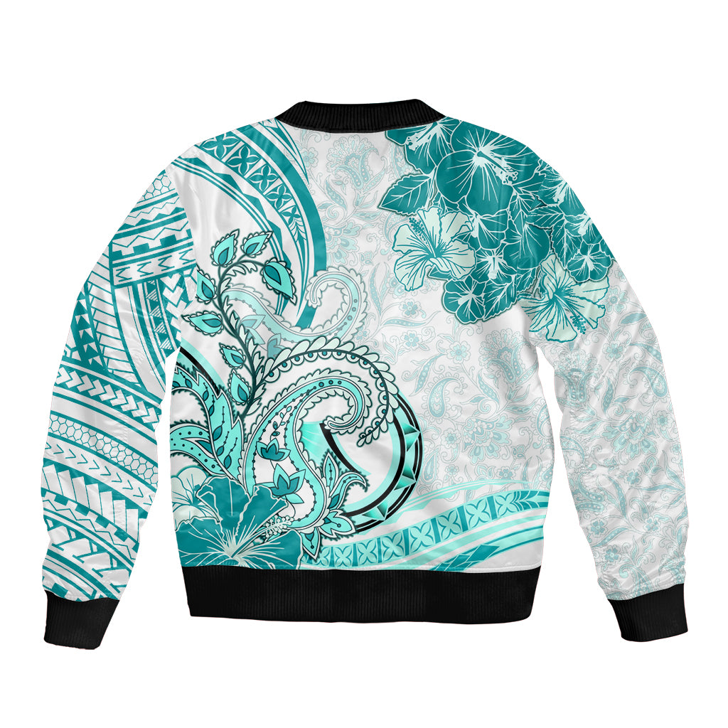 Polynesia Paisley Bomber Jacket Mix Teal Polynesian Pattern LT05 - Polynesian Pride
