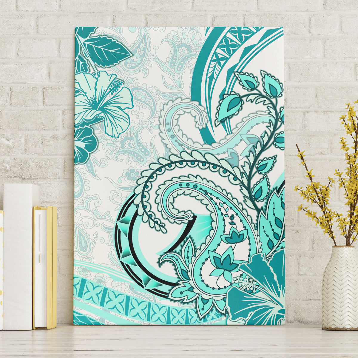 Polynesia Paisley Canvas Wall Art Mix Teal Polynesian Pattern