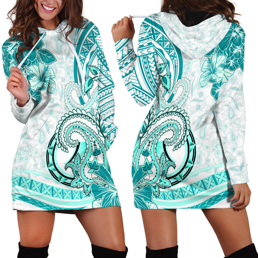 Polynesia Paisley Hoodie Dress Mix Teal Polynesian Pattern LT05 - Polynesian Pride