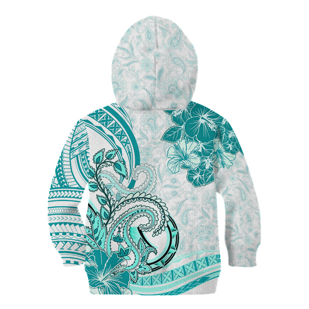 Polynesia Paisley Kid Hoodie Mix Teal Polynesian Pattern LT05 - Polynesian Pride