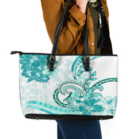 Polynesia Paisley Leather Tote Bag Mix Teal Polynesian Pattern LT05 - Polynesian Pride