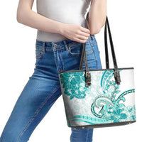 Polynesia Paisley Leather Tote Bag Mix Teal Polynesian Pattern LT05 - Polynesian Pride