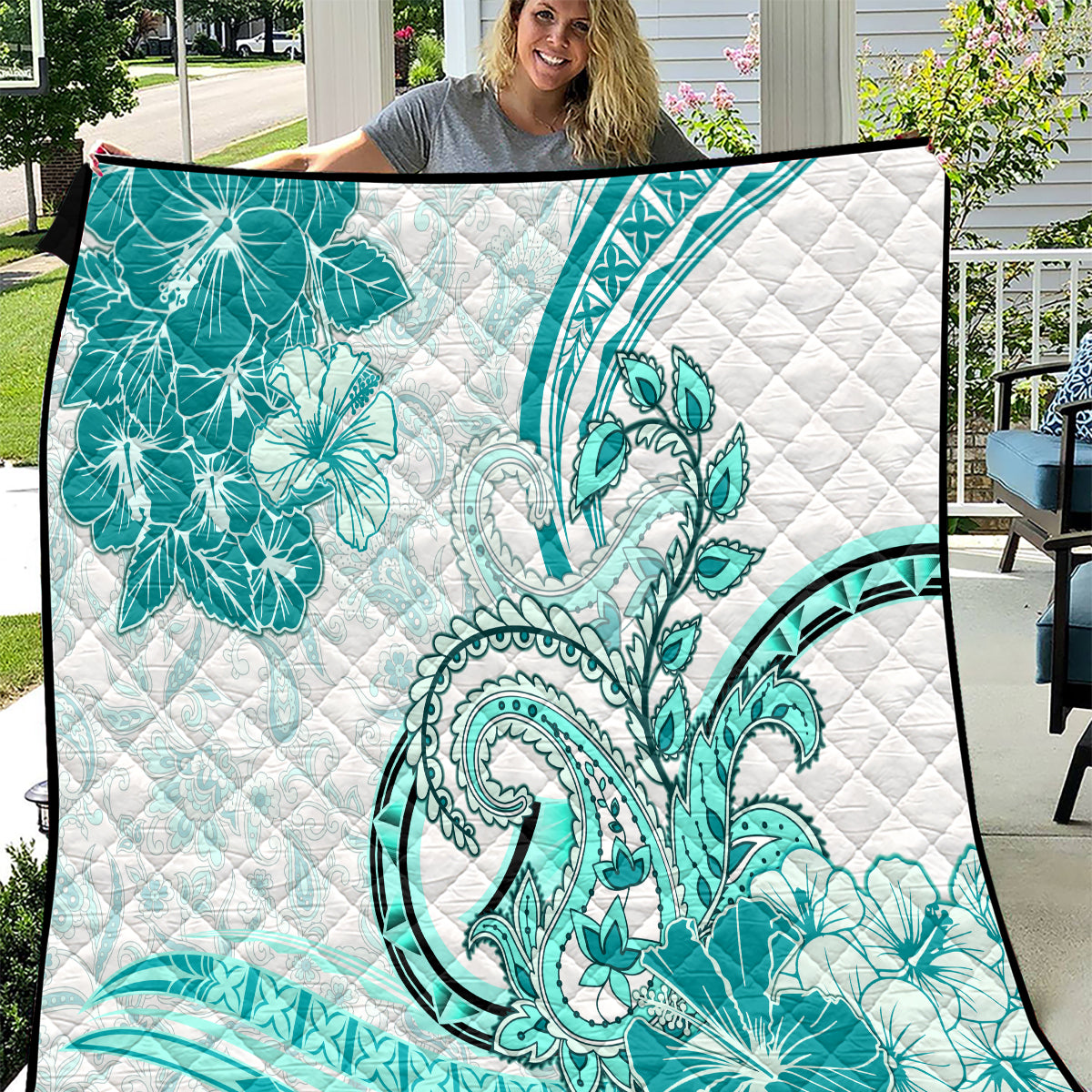 Polynesia Paisley Quilt Mix Teal Polynesian Pattern LT05 Teal - Polynesian Pride