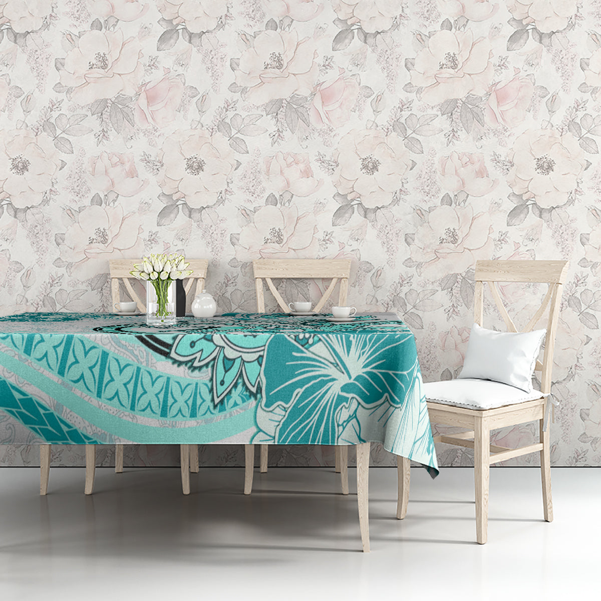 Polynesia Paisley Tablecloth Mix Teal Polynesian Pattern