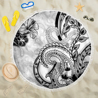 Polynesia Paisley Beach Blanket Mix White Polynesian Pattern LT05 One Size 150cm White - Polynesian Pride