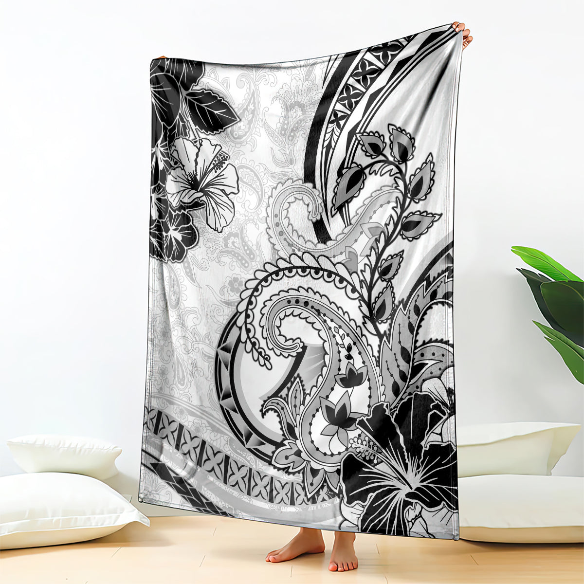 Polynesia Paisley Blanket Mix White Polynesian Pattern LT05 - Polynesian Pride