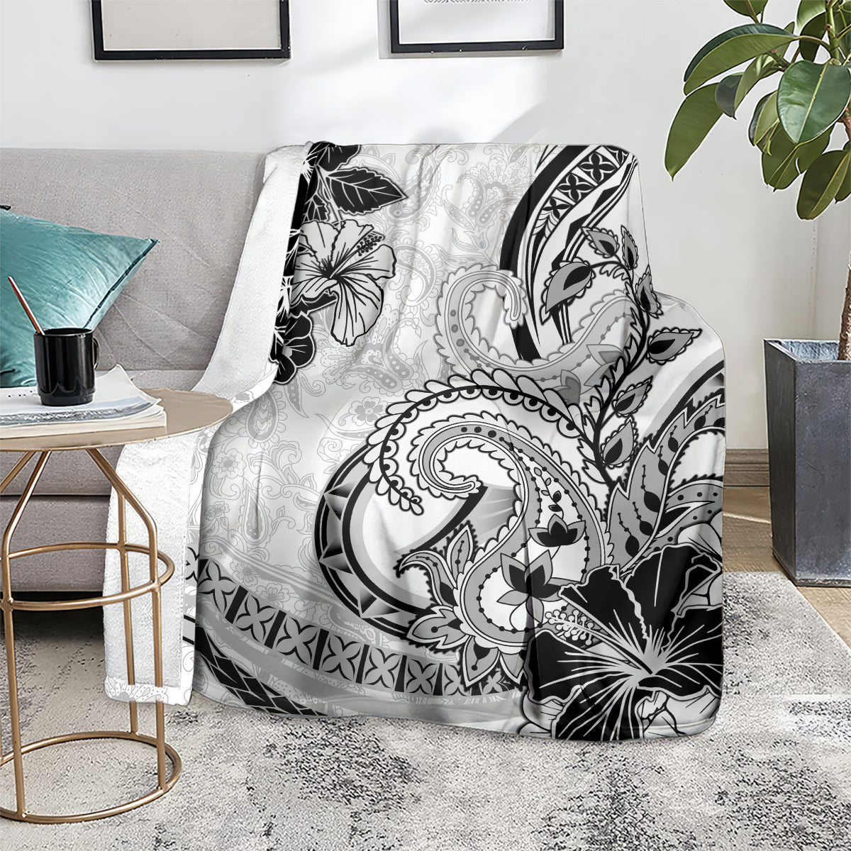 Polynesia Paisley Blanket Mix White Polynesian Pattern LT05 - Polynesian Pride