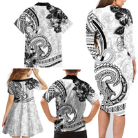 Polynesia Paisley Family Matching Long Sleeve Bodycon Dress and Hawaiian Shirt Mix White Polynesian Pattern LT05 - Polynesian Pride