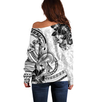 Polynesia Paisley Off Shoulder Sweater Mix White Polynesian Pattern LT05 - Polynesian Pride