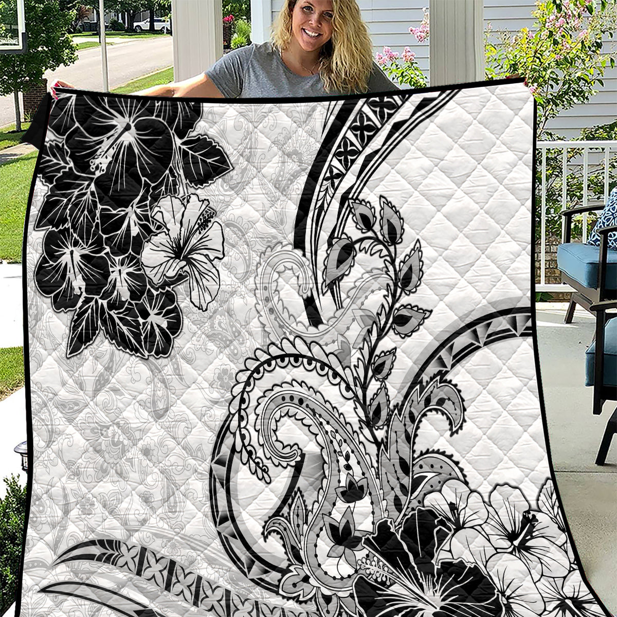 Polynesia Paisley Quilt Mix White Polynesian Pattern LT05 White - Polynesian Pride