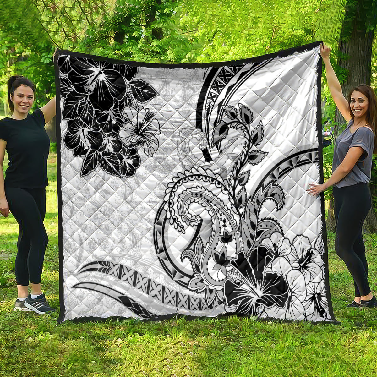 Polynesia Paisley Quilt Mix White Polynesian Pattern LT05 - Polynesian Pride