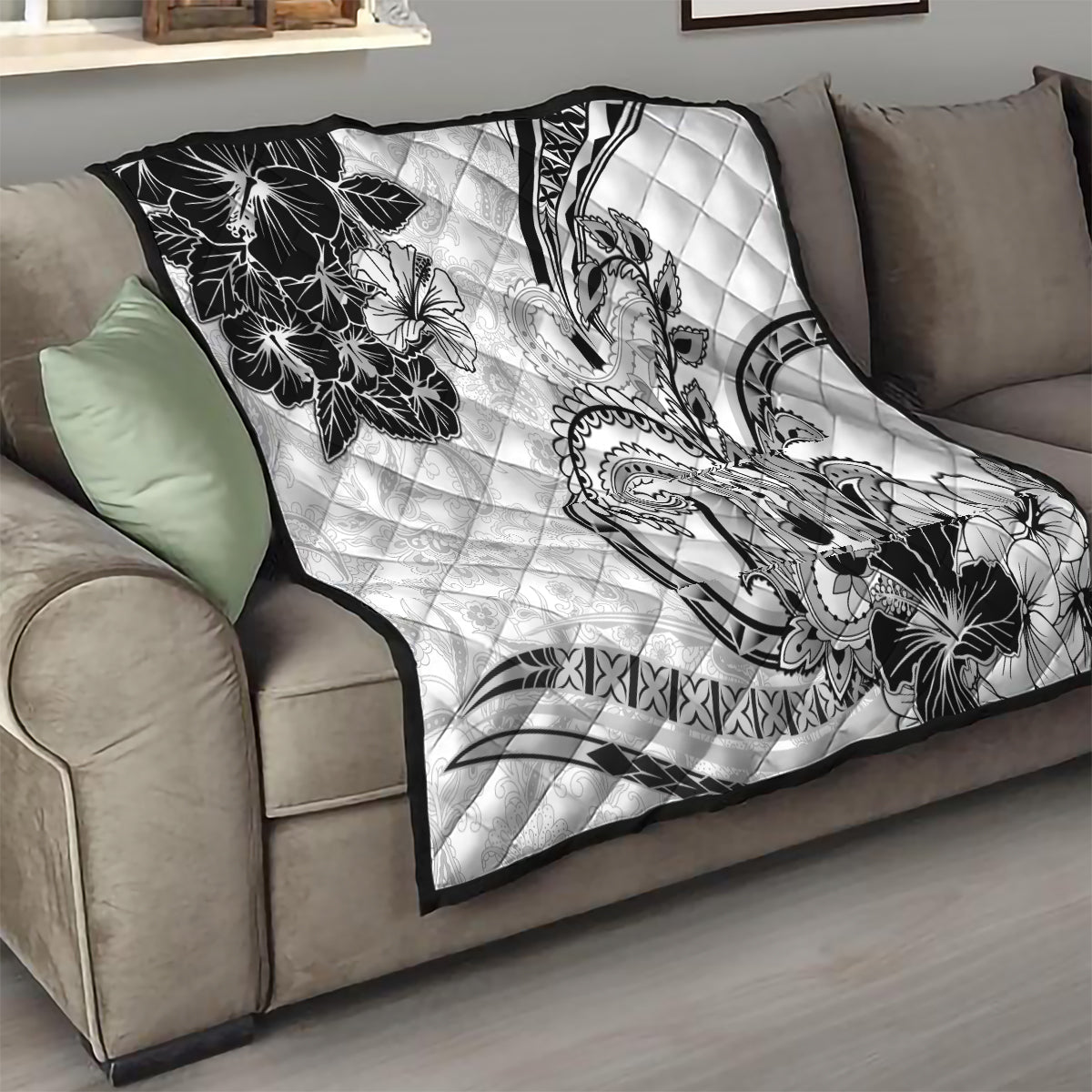 Polynesia Paisley Quilt Mix White Polynesian Pattern LT05 - Polynesian Pride