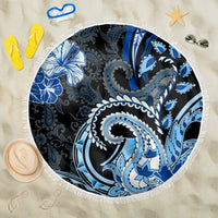 Polynesia Paisley Beach Blanket Mix Blue Polynesian Pattern LT05 One Size 150cm Blue - Polynesian Pride
