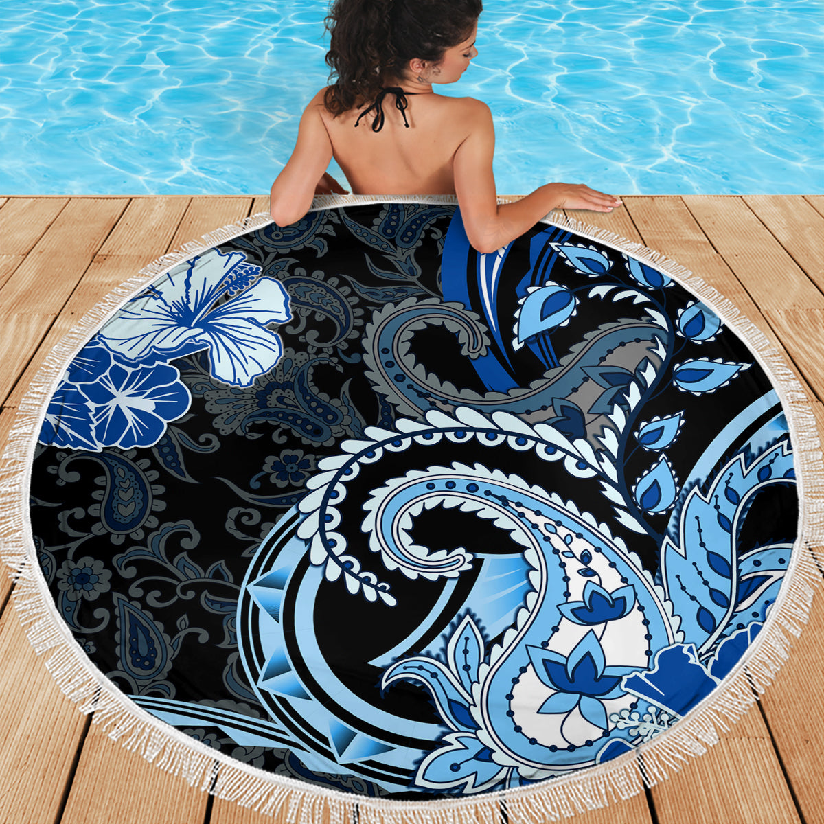Polynesia Paisley Beach Blanket Mix Blue Polynesian Pattern LT05 - Polynesian Pride