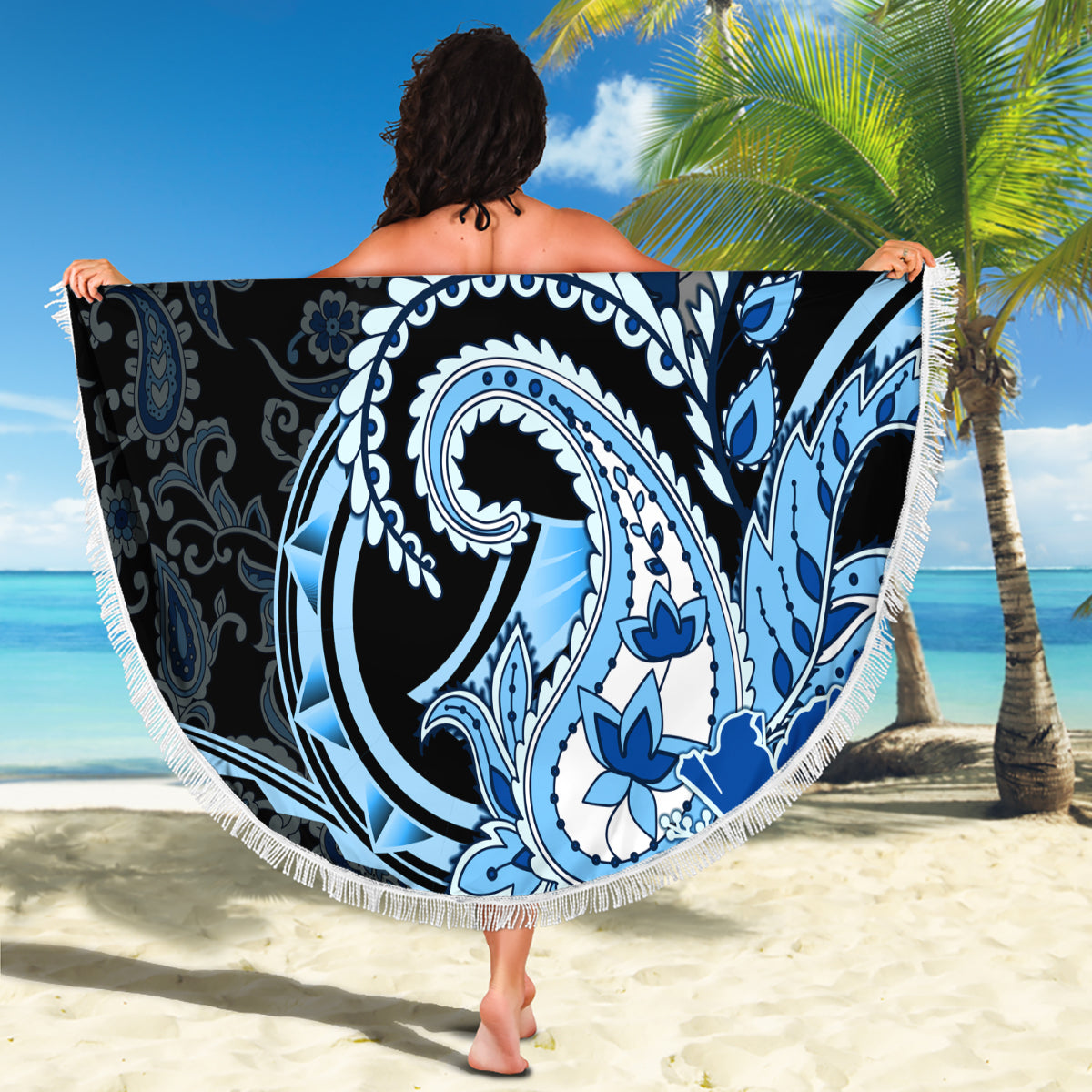 Polynesia Paisley Beach Blanket Mix Blue Polynesian Pattern LT05 - Polynesian Pride