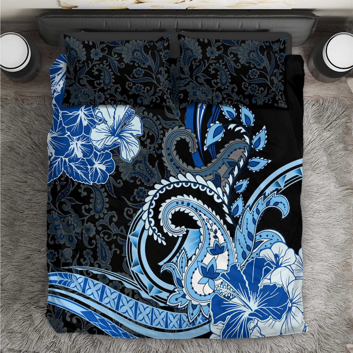 Polynesia Paisley Bedding Set Mix Blue Polynesian Pattern