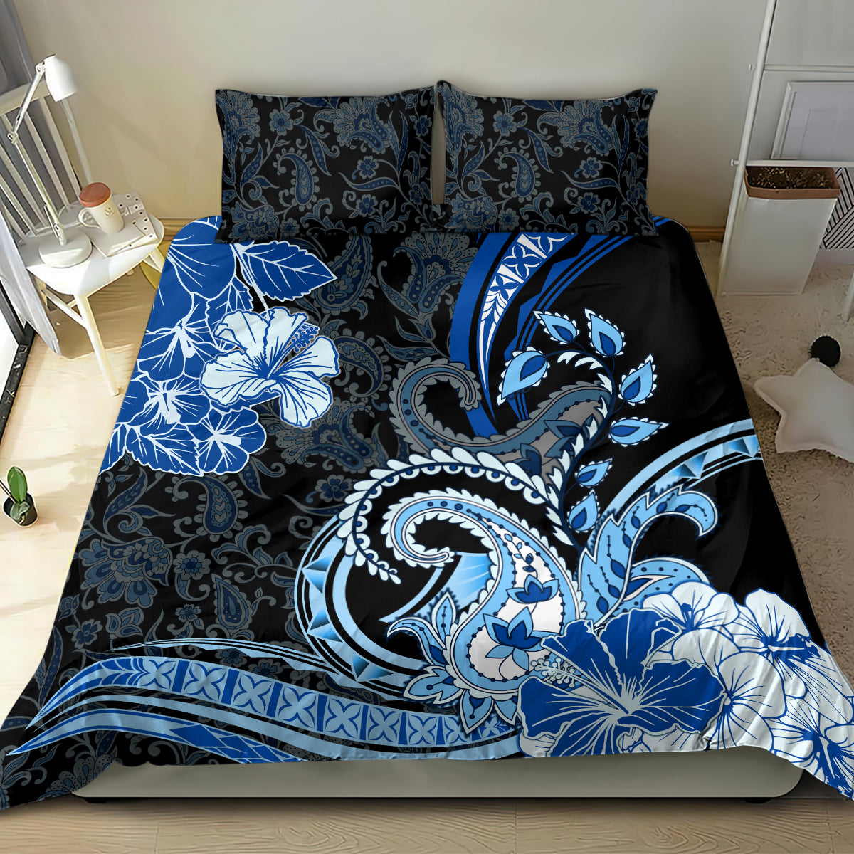 Polynesia Paisley Bedding Set Mix Blue Polynesian Pattern