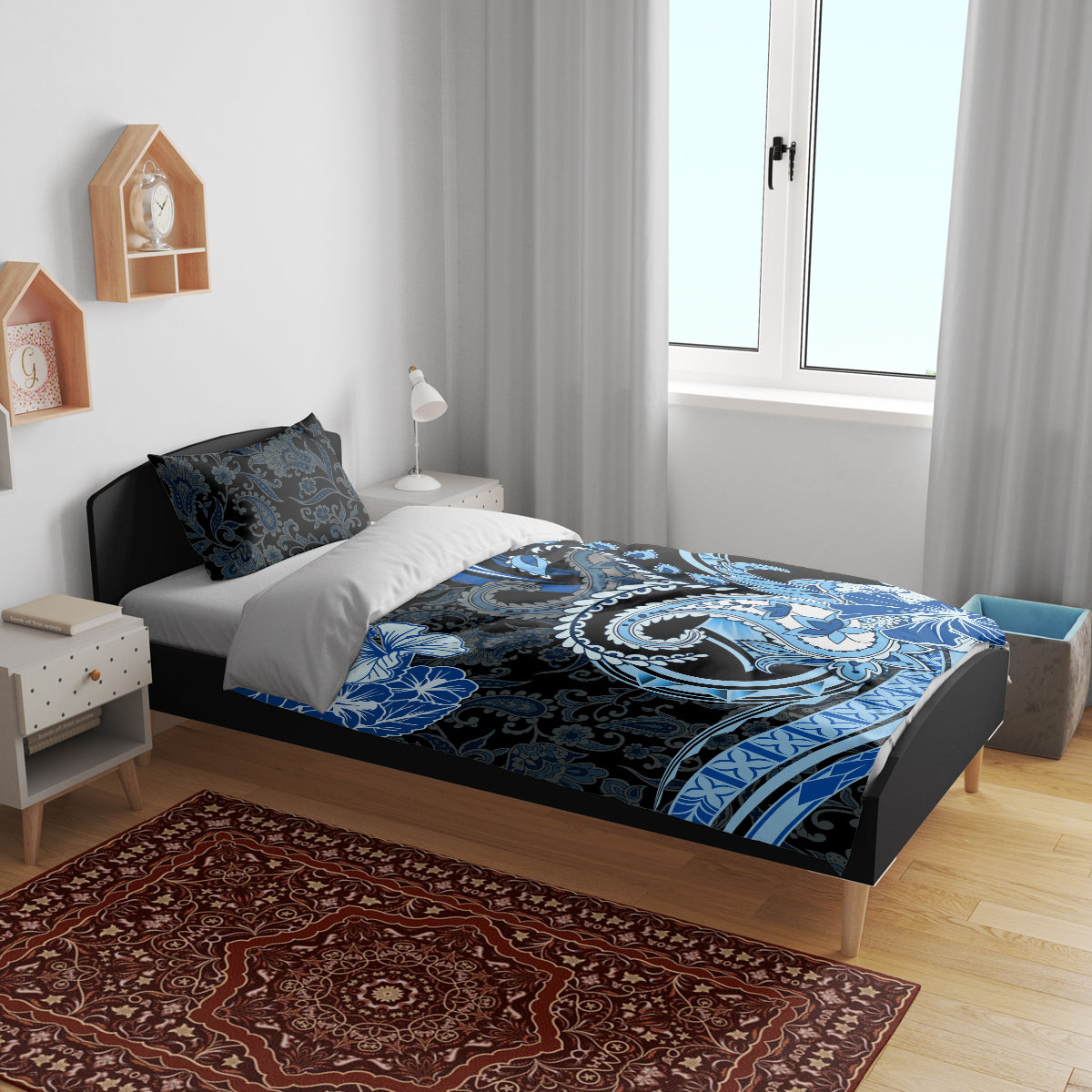 Polynesia Paisley Bedding Set Mix Blue Polynesian Pattern