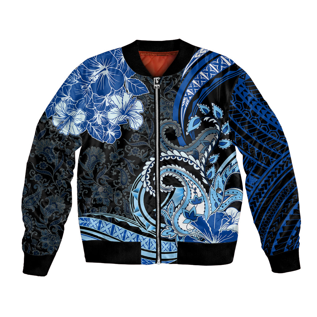 Polynesia Paisley Bomber Jacket Mix Blue Polynesian Pattern LT05 Unisex Blue - Polynesian Pride