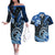 Polynesia Paisley Couples Matching Off The Shoulder Long Sleeve Dress and Hawaiian Shirt Mix Blue Polynesian Pattern LT05 Blue - Polynesian Pride