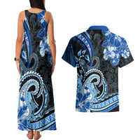 Polynesia Paisley Couples Matching Tank Maxi Dress and Hawaiian Shirt Mix Blue Polynesian Pattern LT05 - Polynesian Pride