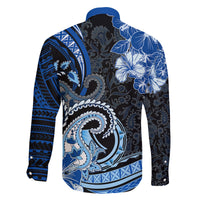 Polynesia Paisley Family Matching Off Shoulder Maxi Dress and Hawaiian Shirt Mix Blue Polynesian Pattern LT05 - Polynesian Pride