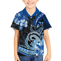 Polynesia Paisley Family Matching Off Shoulder Maxi Dress and Hawaiian Shirt Mix Blue Polynesian Pattern LT05 Son's Shirt Blue - Polynesian Pride