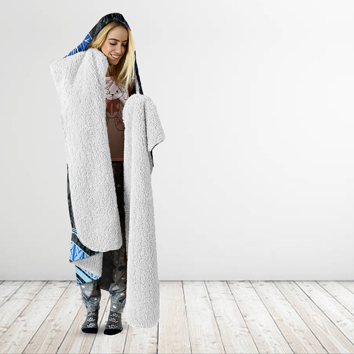 Polynesia Paisley Hooded Blanket Mix Blue Polynesian Pattern