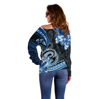 Polynesia Paisley Off Shoulder Sweater Mix Blue Polynesian Pattern LT05 - Polynesian Pride