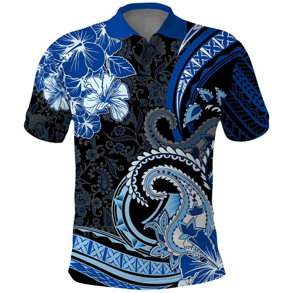 Polynesia Paisley Polo Shirt Mix Blue Polynesian Pattern LT05 Blue - Polynesian Pride