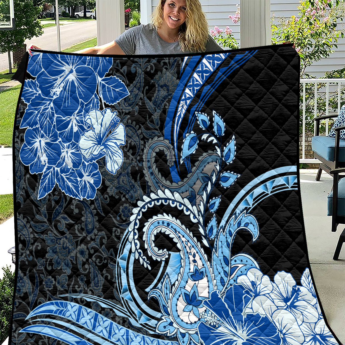 Polynesia Paisley Quilt Mix Blue Polynesian Pattern LT05 Blue - Polynesian Pride