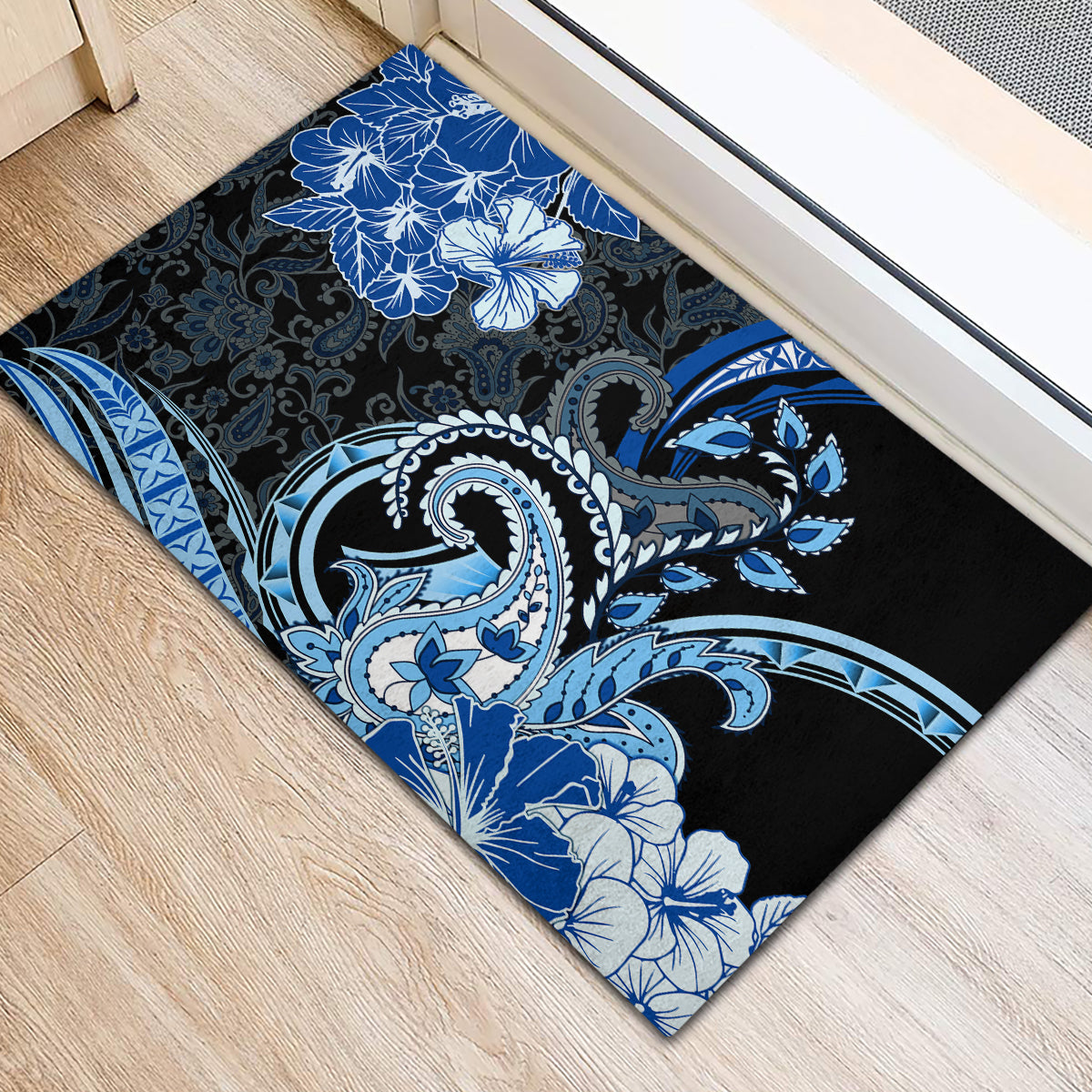 Polynesia Paisley Rubber Doormat Mix Blue Polynesian Pattern LT05 - Polynesian Pride