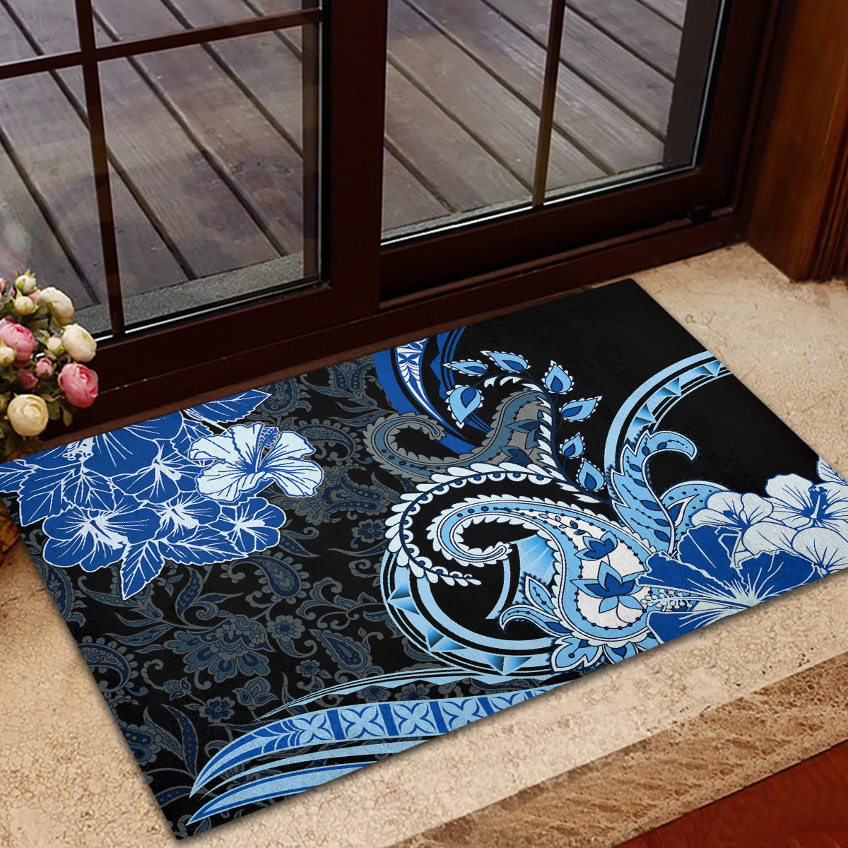 Polynesia Paisley Rubber Doormat Mix Blue Polynesian Pattern LT05 - Polynesian Pride
