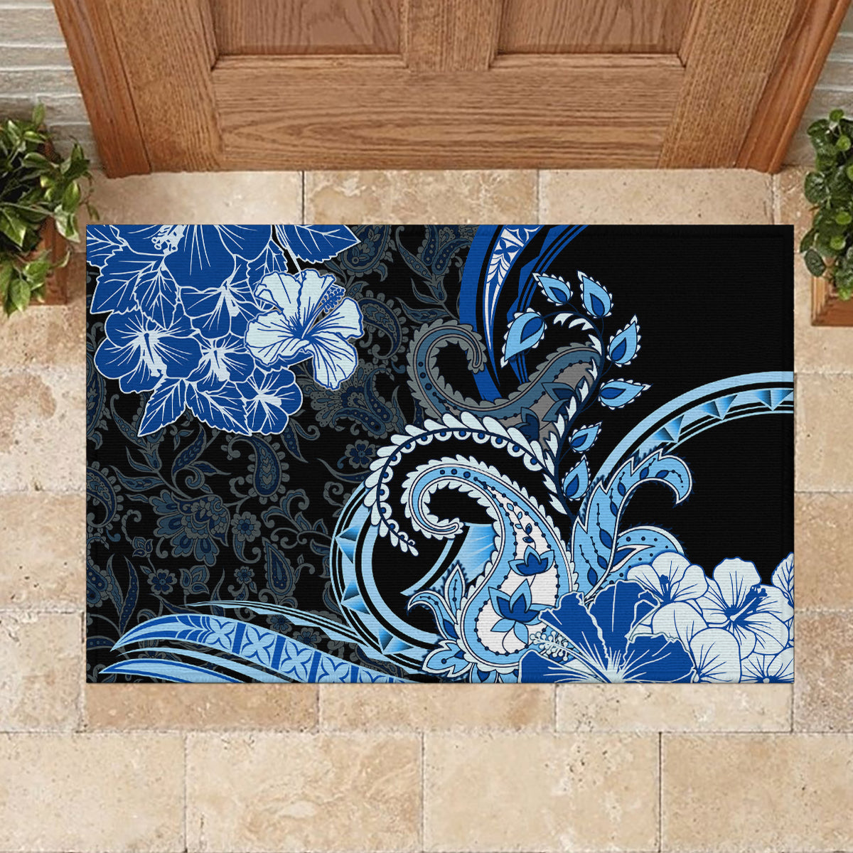 Polynesia Paisley Rubber Doormat Mix Blue Polynesian Pattern LT05 - Polynesian Pride