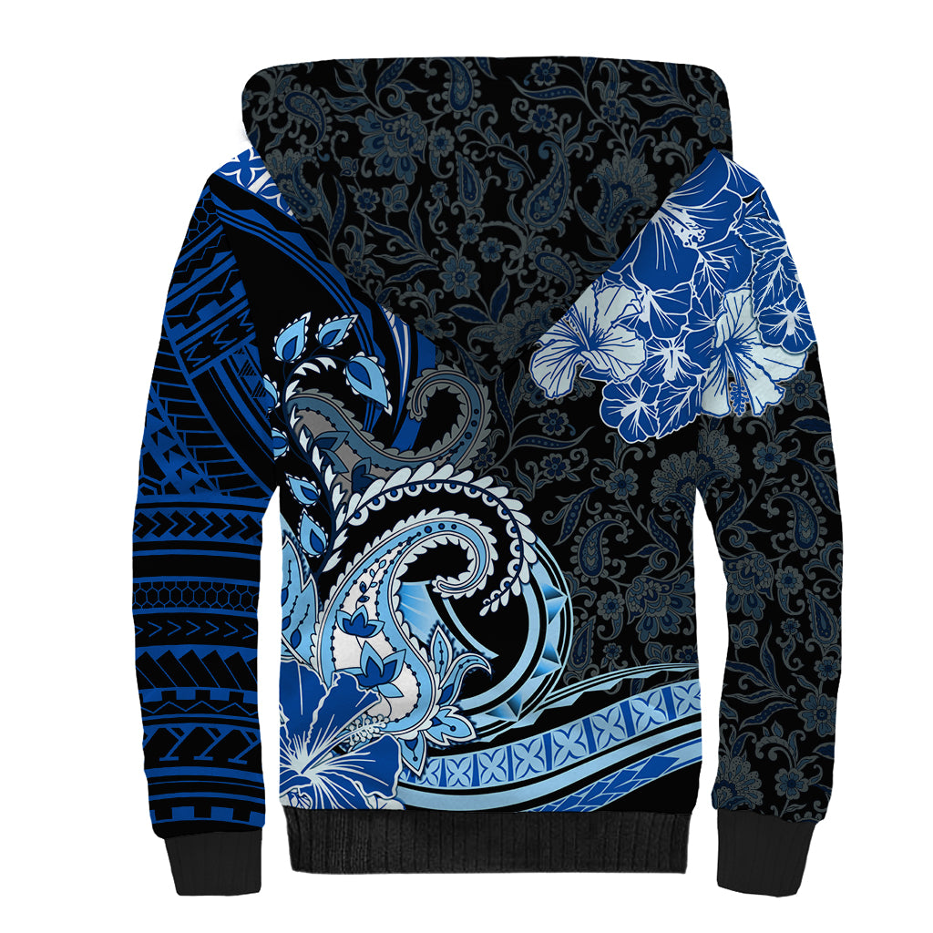 Polynesia Paisley Sherpa Hoodie Mix Blue Polynesian Pattern LT05 - Polynesian Pride