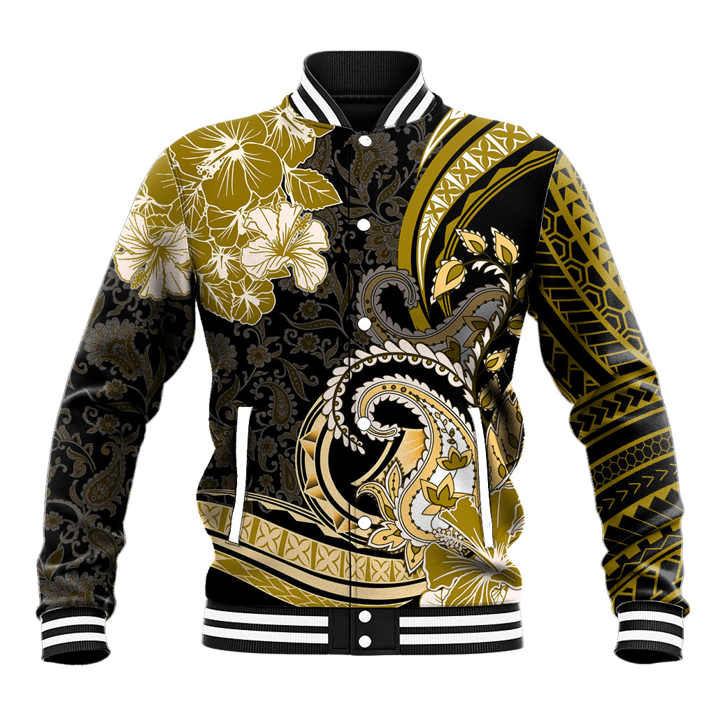 Polynesia Paisley Baseball Jacket Mix Gold Polynesian Pattern LT05 Unisex Gold - Polynesian Pride