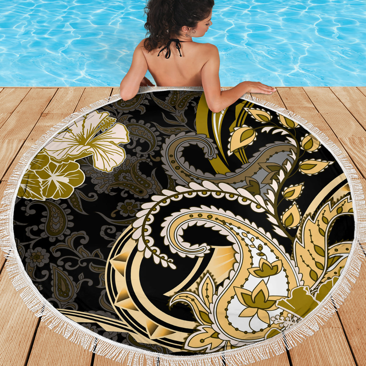 Polynesia Paisley Beach Blanket Mix Gold Polynesian Pattern LT05 - Polynesian Pride