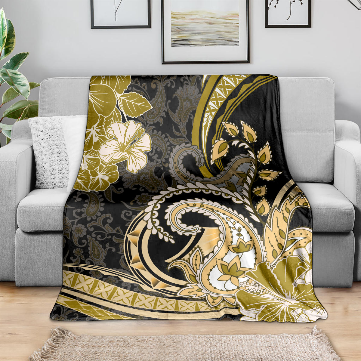 Polynesia Paisley Blanket Mix Gold Polynesian Pattern LT05 - Polynesian Pride