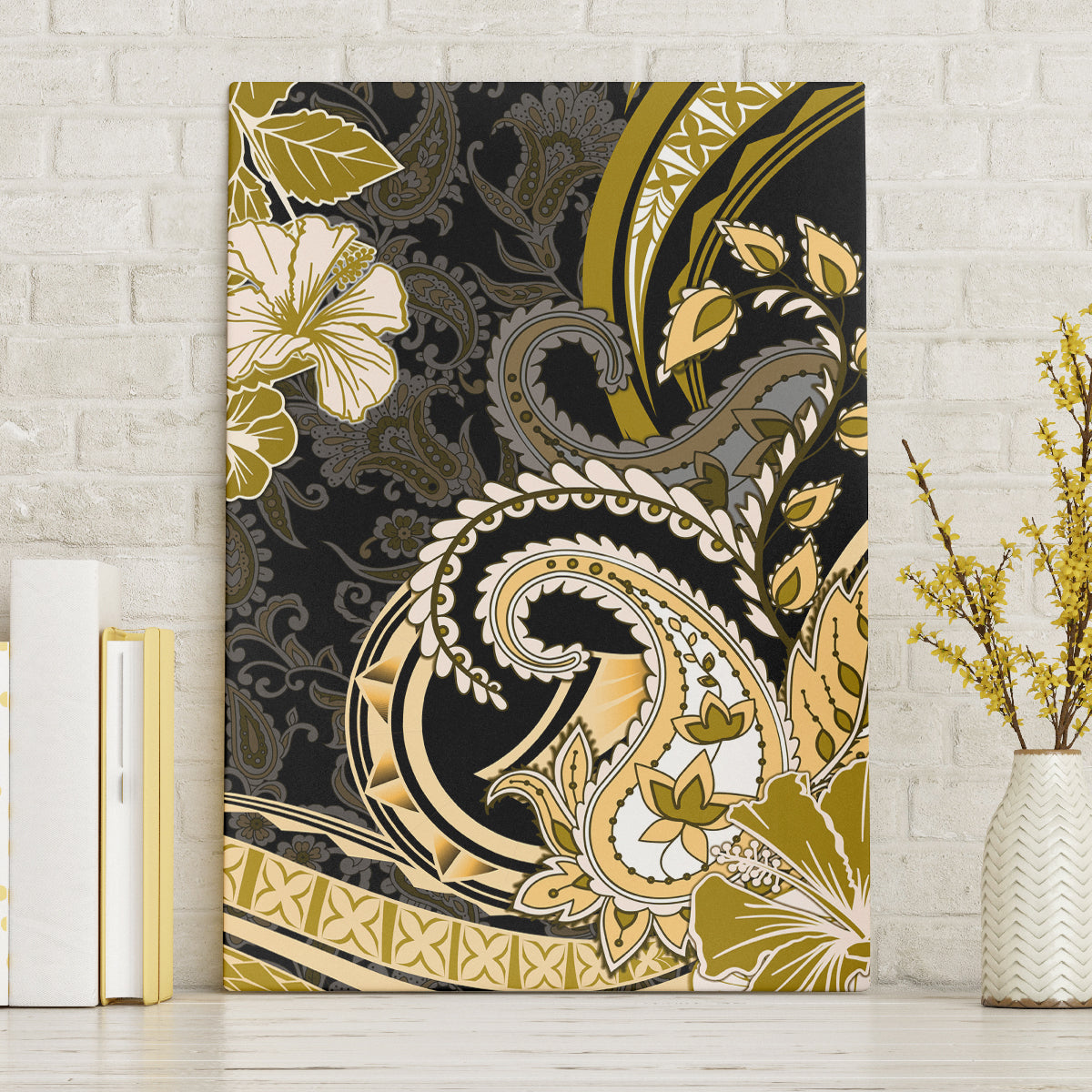 Polynesia Paisley Canvas Wall Art Mix Gold Polynesian Pattern