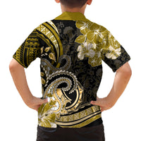 Polynesia Paisley Family Matching Off Shoulder Short Dress and Hawaiian Shirt Mix Gold Polynesian Pattern LT05 - Polynesian Pride