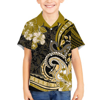 Polynesia Paisley Family Matching Off Shoulder Short Dress and Hawaiian Shirt Mix Gold Polynesian Pattern LT05 Son's Shirt Gold - Polynesian Pride