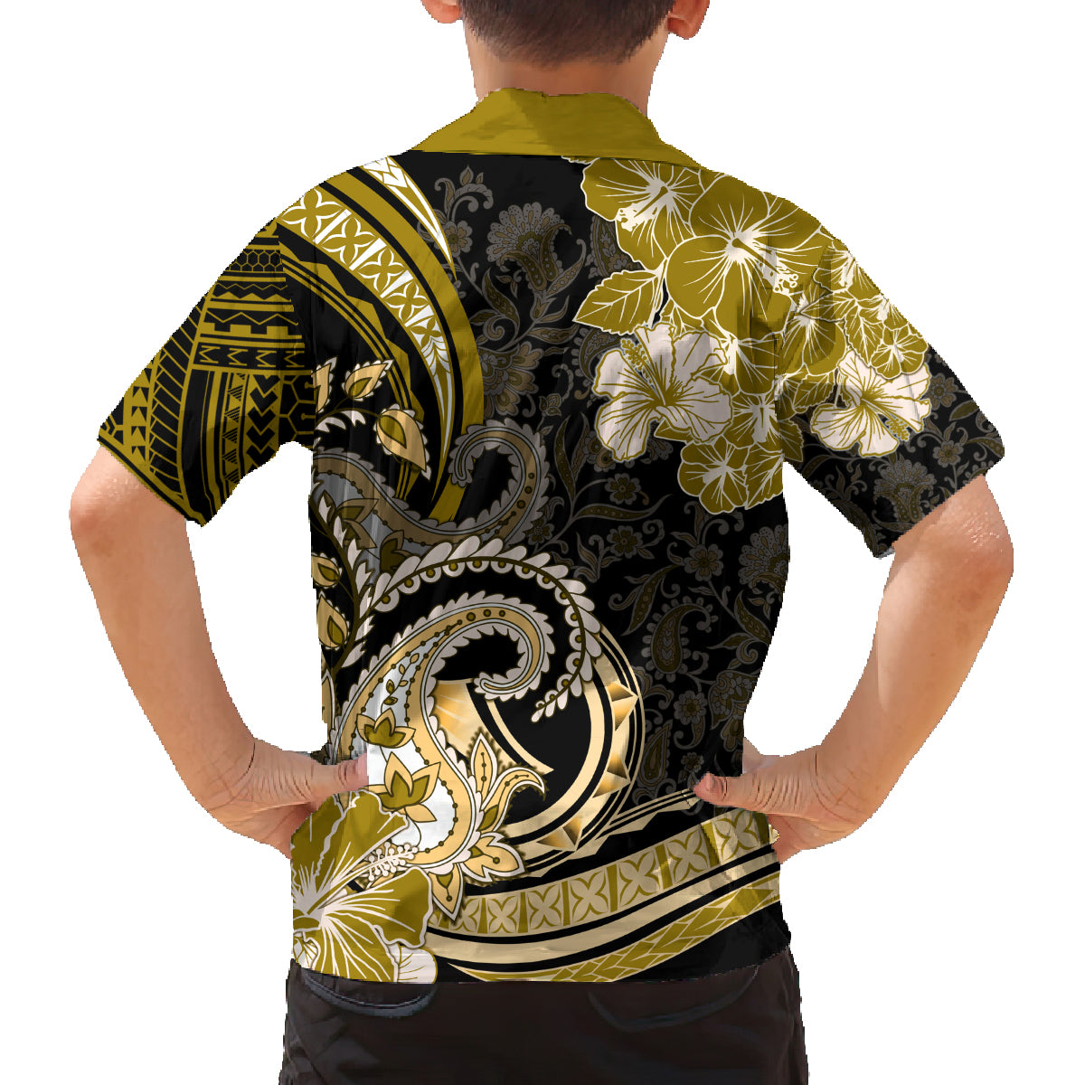 Polynesia Paisley Family Matching Summer Maxi Dress and Hawaiian Shirt Mix Gold Polynesian Pattern LT05 - Polynesian Pride