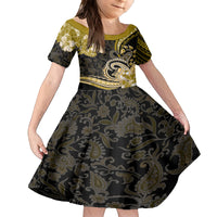 Polynesia Paisley Kid Short Sleeve Dress Mix Gold Polynesian Pattern LT05 KID Gold - Polynesian Pride
