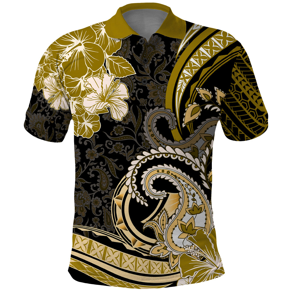 Polynesia Paisley Polo Shirt Mix Gold Polynesian Pattern LT05 Gold - Polynesian Pride