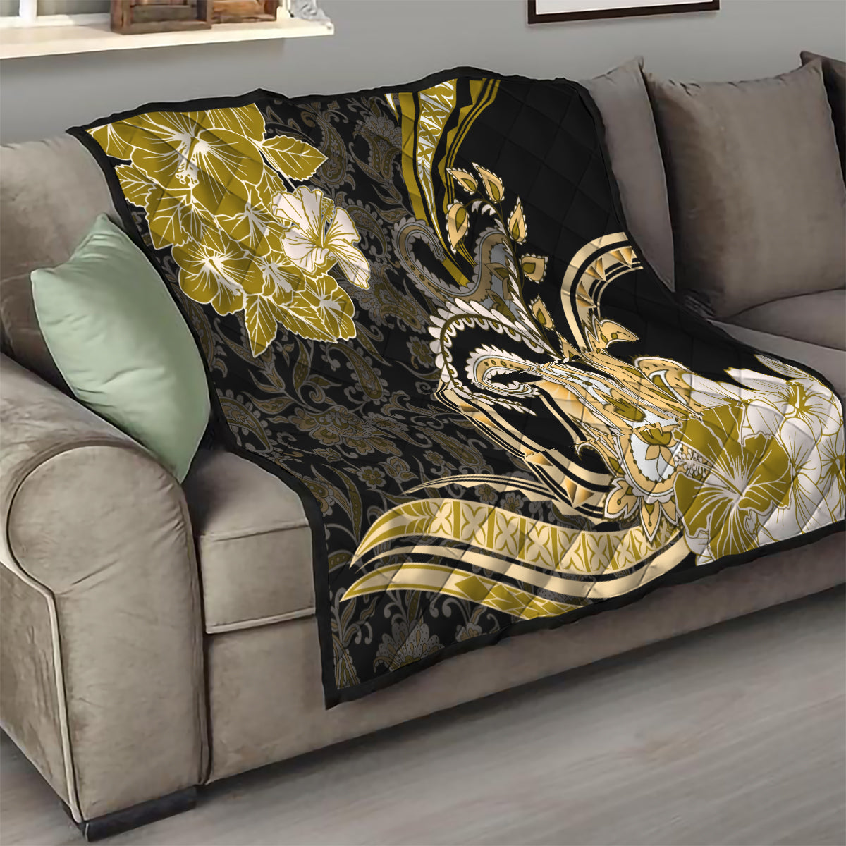 Polynesia Paisley Quilt Mix Gold Polynesian Pattern LT05 - Polynesian Pride